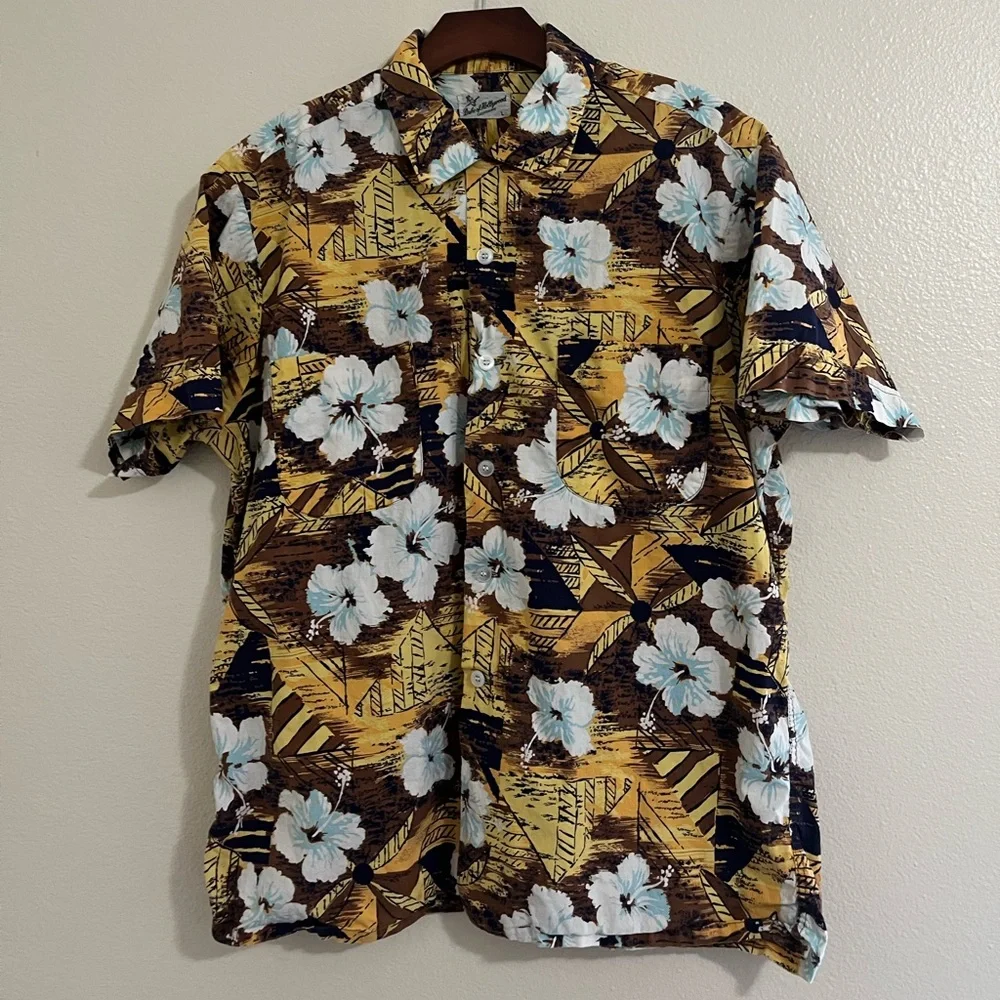 True VTG 50s Duke Of Hollywood Hawaiian Shirt Loop Collar